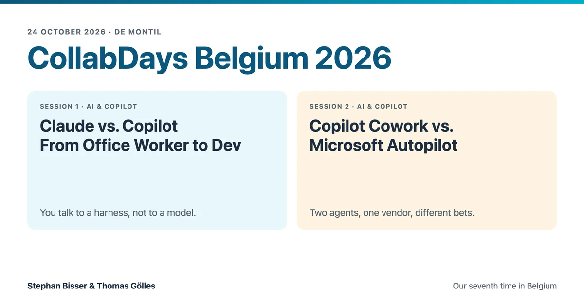 CollabDays Belgium 2026 -- Our Two Sessions on Agents